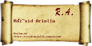 Rövid Ariella névjegykártya